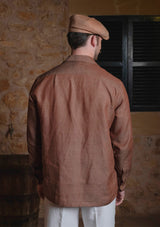 Long Sleeve Linen Board Shirt - Brown