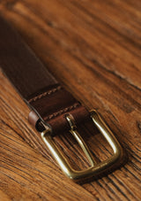 Saddle Leather Thin Belt - Dark Brown