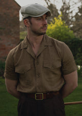 Short Sleeve Linen Board Shirt - Light Brown