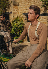 Long Sleeve Henley - Caramel