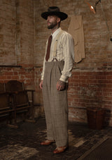 Brockman Harris Tweed Clark Trouser - Light Grey & Cinnamon Check