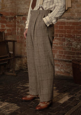 Brockman Harris Tweed Clark Trouser - Light Grey & Cinnamon Check