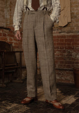 Brockman Harris Tweed Clark Trouser - Light Grey & Cinnamon Check