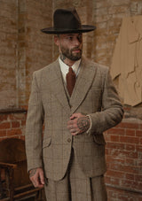 The Brockman 3 Piece Suit - Light Grey & Cinnamon Check