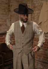 Brockman Harris Tweed Waistcoat - Light Grey & Cinnamon Check
