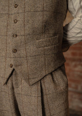 Brockman Harris Tweed Waistcoat - Light Grey & Cinnamon Check