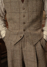 The Brockman 3 Piece Suit - Light Grey & Cinnamon Check