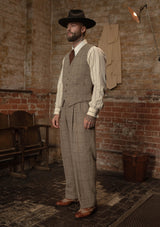Brockman Harris Tweed Waistcoat - Light Grey & Cinnamon Check