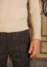 Clapperton Half Cable Knit Lambswool Sweater - Salted Canvas