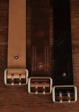 Saddle Leather Double Prong Belt - Light Tan