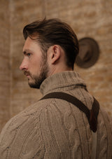 Anderson Cable Knit Super-soft Lambswool Sweater - Biscuit