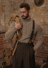 Anderson Cable Knit Super-soft Lambswool Sweater - Biscuit