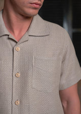 Crochet Short Sleeve Board Shirt - Biscuit