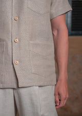 Crochet Short Sleeve Board Shirt - Biscuit