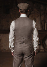 Emile Merino Wool Double Breasted Waistcoat - Dark Brown Prince of Wales