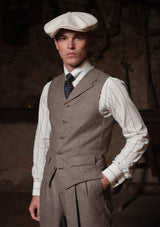 Emile Merino Wool Single Breasted Waistcoat - Dark Brown Prince of Wales