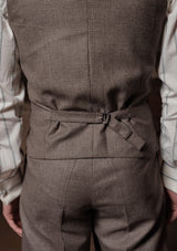 Emile Merino Wool Single Breasted Waistcoat - Dark Brown Prince of Wales