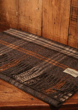 Wide Width Merino Wool Scarf - Grey & Tan Check