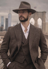 Emile Merino Wool Jacket - Brown Micro Houndstooth