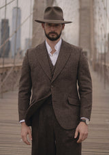 Emile Merino Wool Jacket - Brown Micro Houndstooth