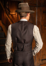 Emile Merino Wool Double Breasted Waistcoat - Tailor's Walnut Pinstripe