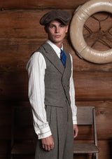 Emile Wool Flannel Double Breasted Waistcoat - Arctic Stone