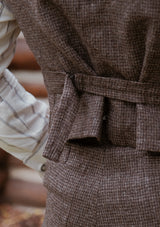 Emile Merino Wool Double Breasted Waistcoat - Brown Micro Houndstooth