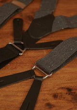 Button Braces w/ Silver Fittings - Black Grain