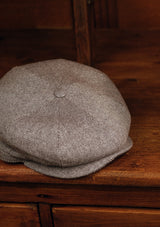 Ridgmount Baker Boy - (Narrow-Width) Low Contrast Grey Herringbone Pure Silk