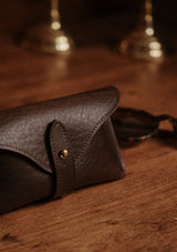 Saddle Leather Glasses Case - Dark Brown