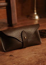 Saddle Leather Glasses Case - Dark Brown