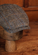 Geary Flat Cap - Rust Check Harris Tweed