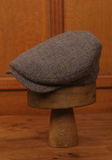 Geary Flat Cap - Autumn Smoke Herringbone Harris Tweed