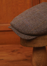 Geary Flat Cap - Autumn Smoke Herringbone Harris Tweed