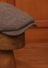 Geary Flat Cap - Autumn Smoke Herringbone Harris Tweed