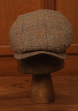 Geary Flat Cap - Rust & Navy Harris Tweed