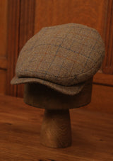 Geary Flat Cap - Rust & Navy Harris Tweed