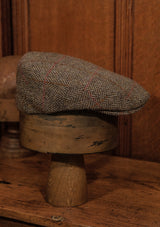 Walter Traditional Flat Cap - Rust Overcheck Harris Tweed