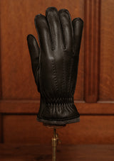 Cashmere Lined Deerskin Leather Gloves - Black