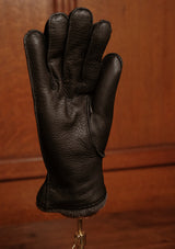 Cashmere Lined Deerskin Leather Gloves - Black