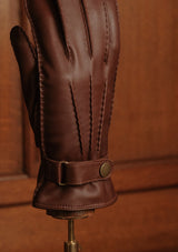Cashmere Lined Smooth Leather Gloves - Chestnut