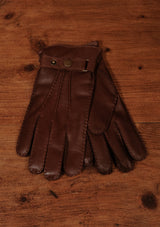 Cashmere Lined Smooth Leather Gloves - Chestnut