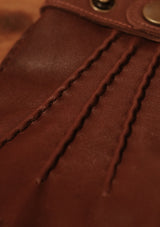 Cashmere Lined Smooth Leather Gloves - Chestnut