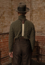 Anderson Cable Knit Super-soft Lambswool Sweater - Loden Green