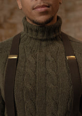 Anderson Cable Knit Super-soft Lambswool Sweater - Loden Green
