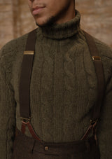 Anderson Cable Knit Super-soft Lambswool Sweater - Loden Green