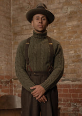 Anderson Cable Knit Super-soft Lambswool Sweater - Loden Green