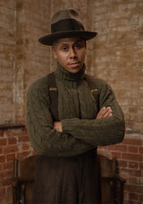 Anderson Cable Knit Super-soft Lambswool Sweater - Loden Green