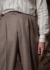 Club Collar Japanese Cotton Shirt - Wide Green Pinstripe