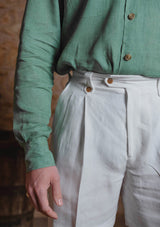 Long Sleeve Linen Board Shirt - Green